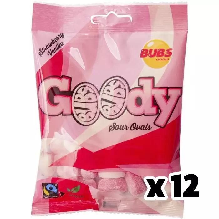 Bubs Goody Sour Ovals 12 x 90g - Karkkipussit - 100371 - 2