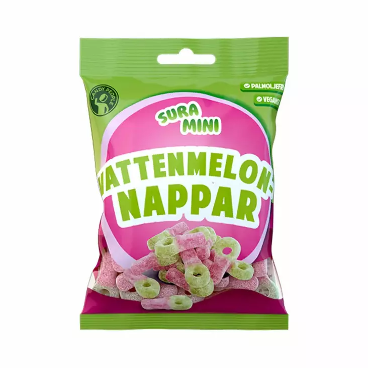 Sura Mini Vattenmelon Nappar 70g - Karkkipussit - 100471 - 1