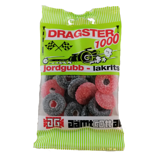 Dragster Jordgubb-Lakrtis 50g - Karkkipussit - 9612 - 0