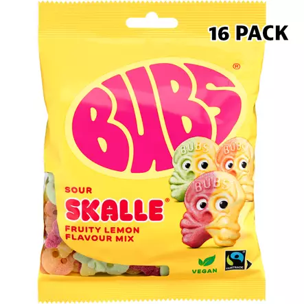 Bubs Fruity Lemon Mix Skalle 90g - Karkkipussit - 100515 - 1