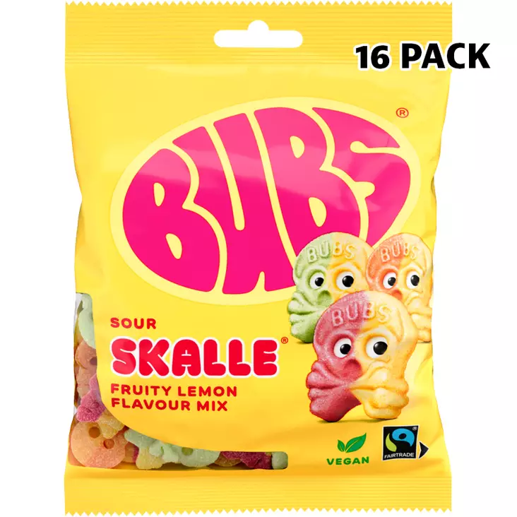 Bubs Fruity Lemon Mix Skalle 90g - Karkkipussit - 100515 - 1