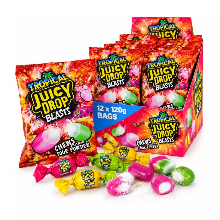 Tropical juicy Drops Blasts 120 g - Karkkipussit - 100728 - 1