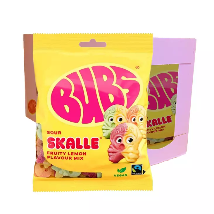 Bubs Fruity Lemon Mix Skalle 190 g - Karkkipussit - 100529 - 2